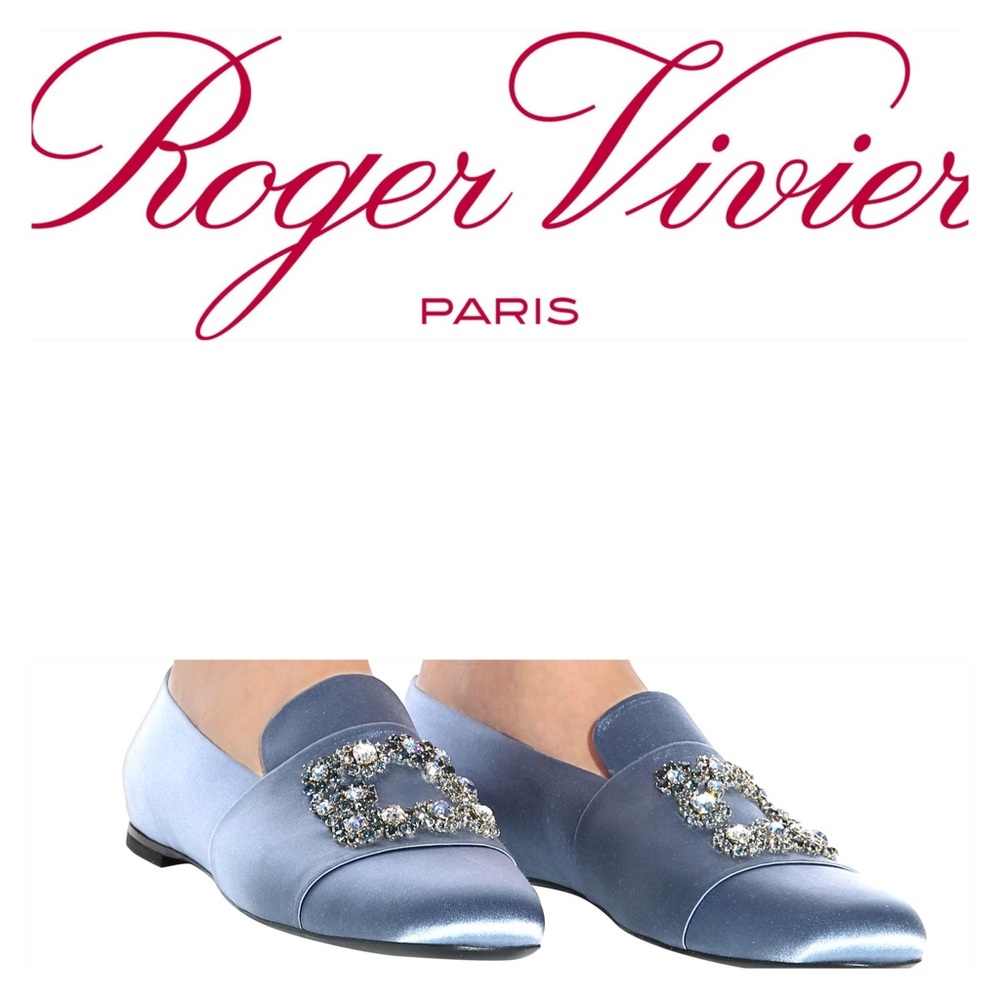 ISO Roger Vivier Flower Strass Satin Loafers